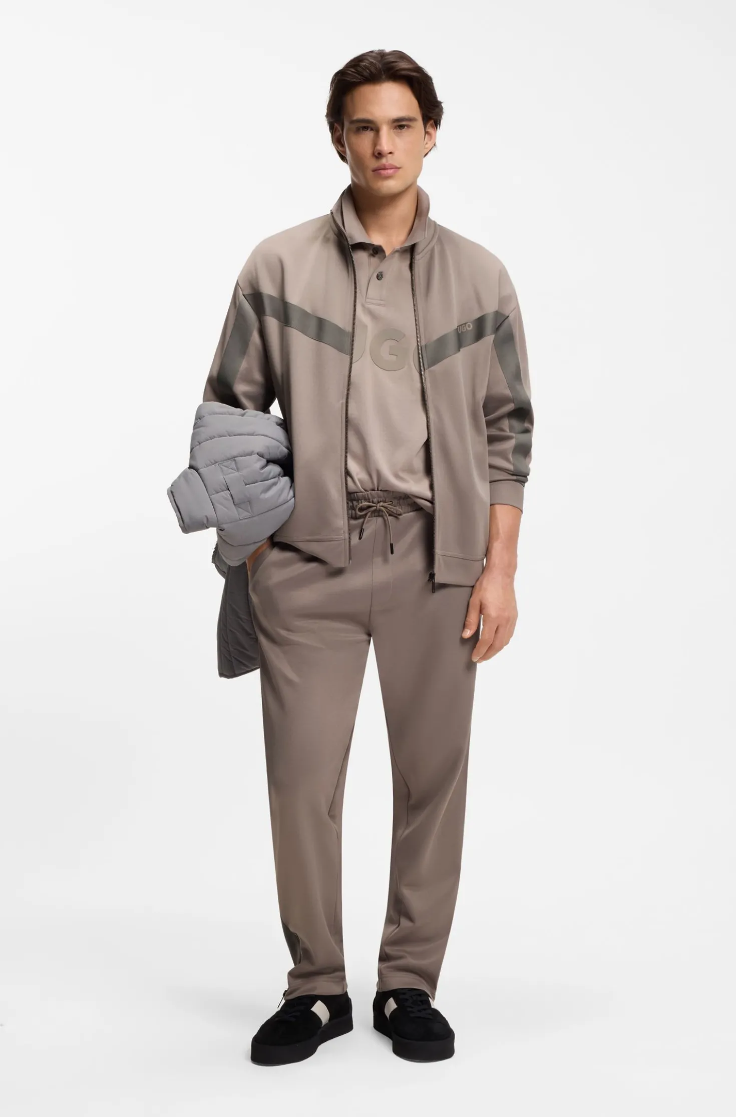 Relaxed-Fit Sweatjacke mit Reißverschluss und Chevron-Tape