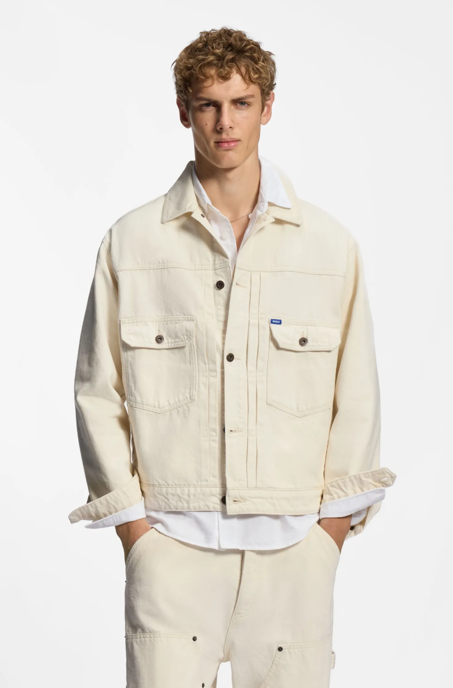 Relaxed-Fit Trucker-Jacke aus Ecru-Denim