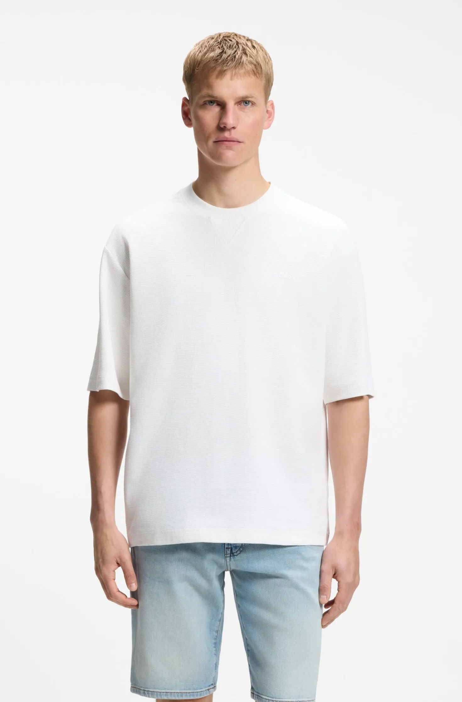 Relaxed-Fit T-Shirt aus Baumwolle mit Waffelstruktur