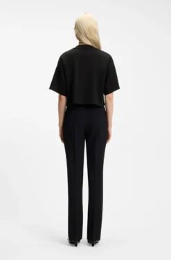 Relaxed-Fit T-Shirt aus Baumwolle in Cropped-Länge mit Nacken-Logo