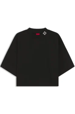 Relaxed-Fit T-Shirt aus Baumwolle in Cropped-Länge mit Nacken-Logo