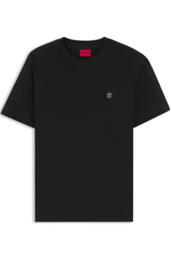 Relaxed-Fit T-Shirt aus Interlock-Baumwolle mit bestickten Schultern