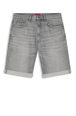 Relaxed-Tapered-Fit Shorts aus grauem Stone-washed-Denim