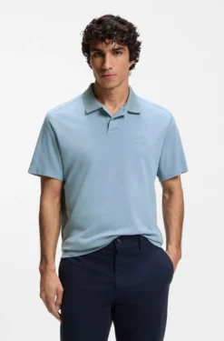 Relaxtes Poloshirt aus Interlock-Baumwolle mit Logo-Artwork