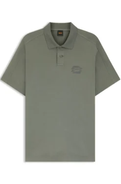 Relaxtes Poloshirt aus Interlock-Baumwolle mit Logo-Artwork
