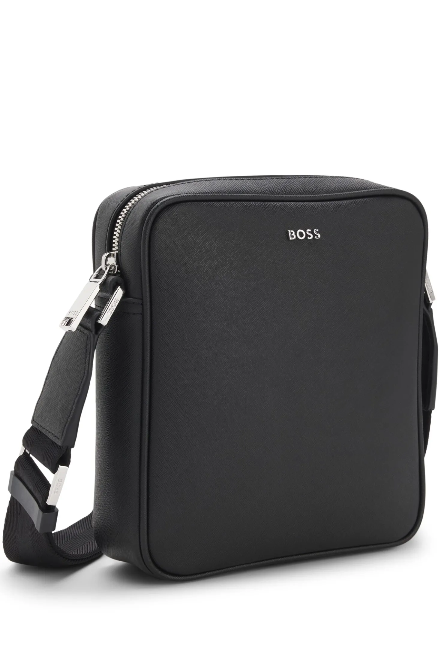 Reporter-Tasche mit silberfarbenem Logo-Schriftzug