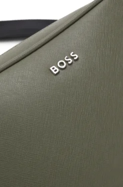 Reporter-Tasche mit silberfarbenem Logo-Schriftzug