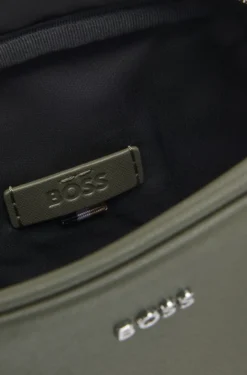 Reporter-Tasche mit silberfarbenem Logo-Schriftzug