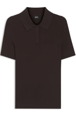Rippenstrick-Poloshirt aus atmungsaktivem Gewebe