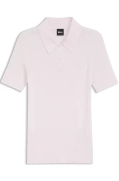 Rippenstrick-Poloshirt aus atmungsaktivem Gewebe