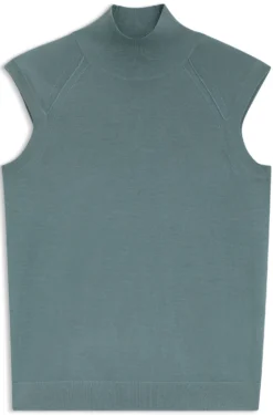 Ärmelloser Pullover aus Merinowolle mit Stehkragen