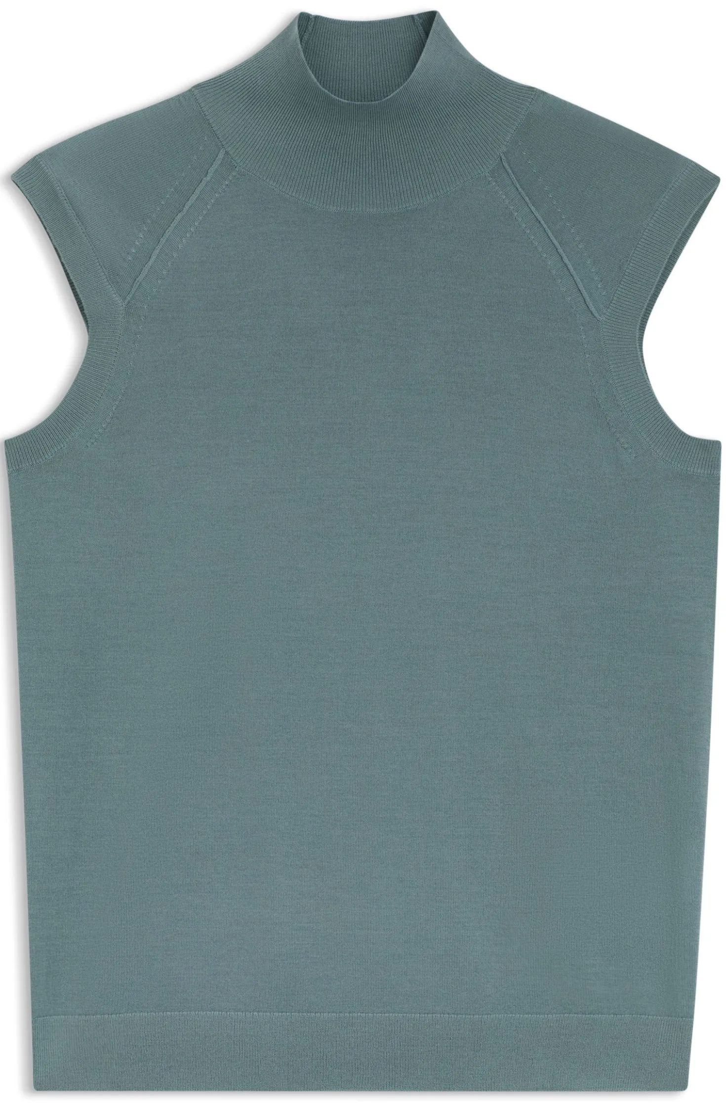 Ärmelloser Pullover aus Merinowolle mit Stehkragen