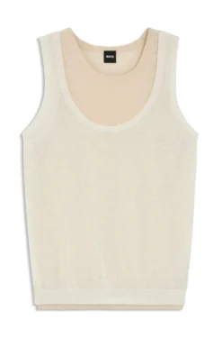 Ärmelloses Top aus Leinen und Baumwolle mit Lagen-Design