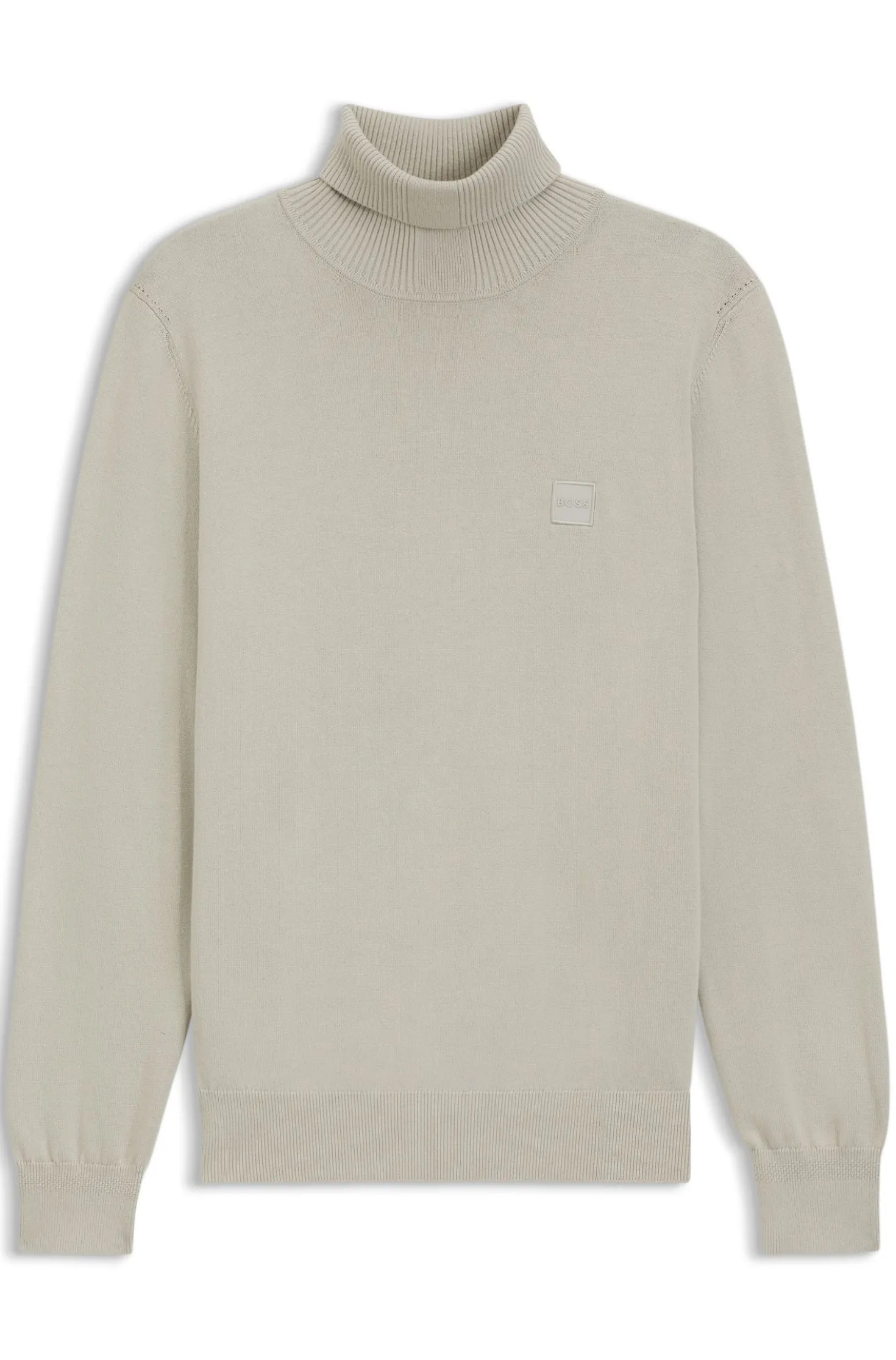 Rollkragenpullover aus Baumwoll-Mix mit Kaschmir und Logo-Aufnäher