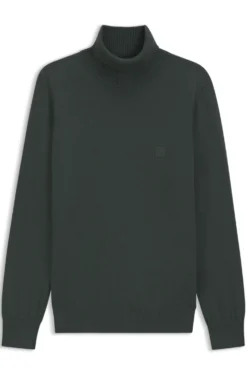 Rollkragenpullover aus Baumwoll-Mix mit Kaschmir und Logo-Aufnäher