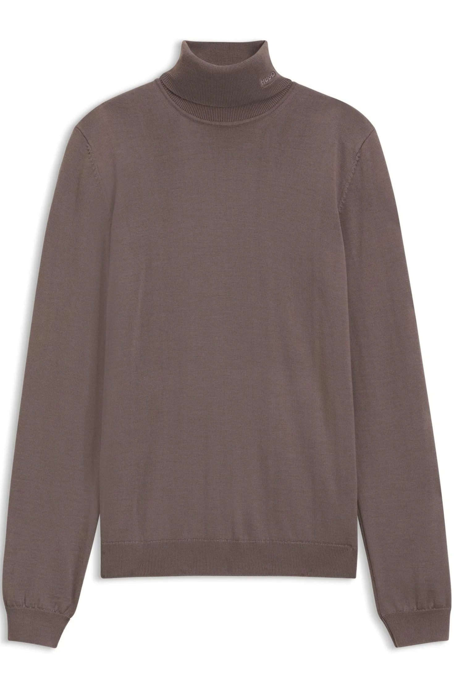 Rollkragenpullover aus Merinowolle mit Logo-Stickerei