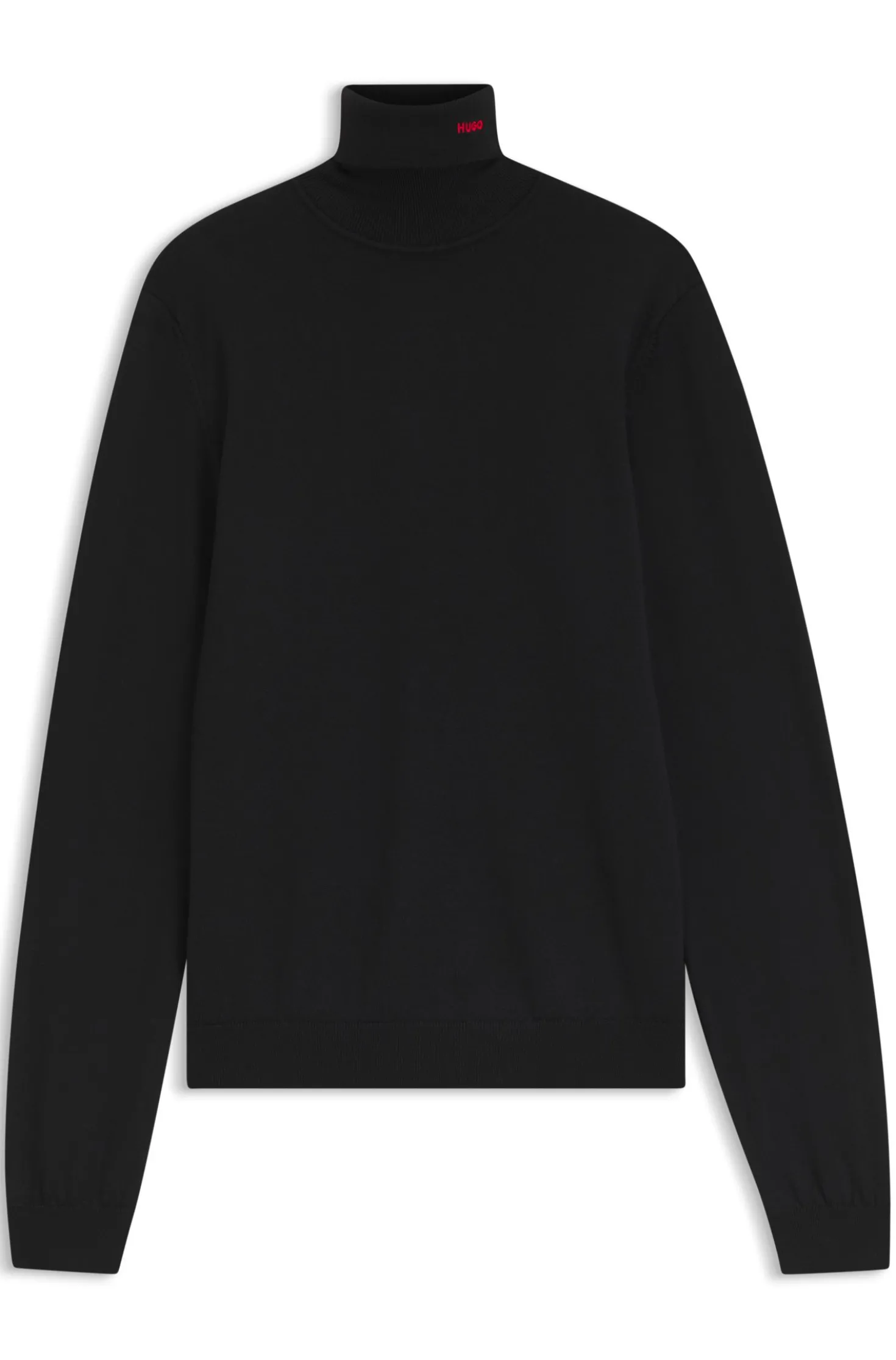 Rollkragenpullover aus Merinowolle mit Logo-Stickerei
