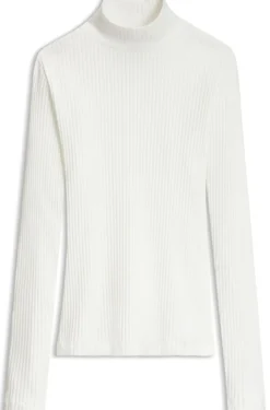 Rollkragentop aus geripptem Stretch-Jersey mit metallenem Logo