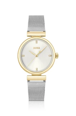 Rosehill goldfarbene Uhr mit silberfarbenem Mesh-Armband