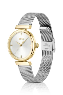 Rosehill goldfarbene Uhr mit silberfarbenem Mesh-Armband