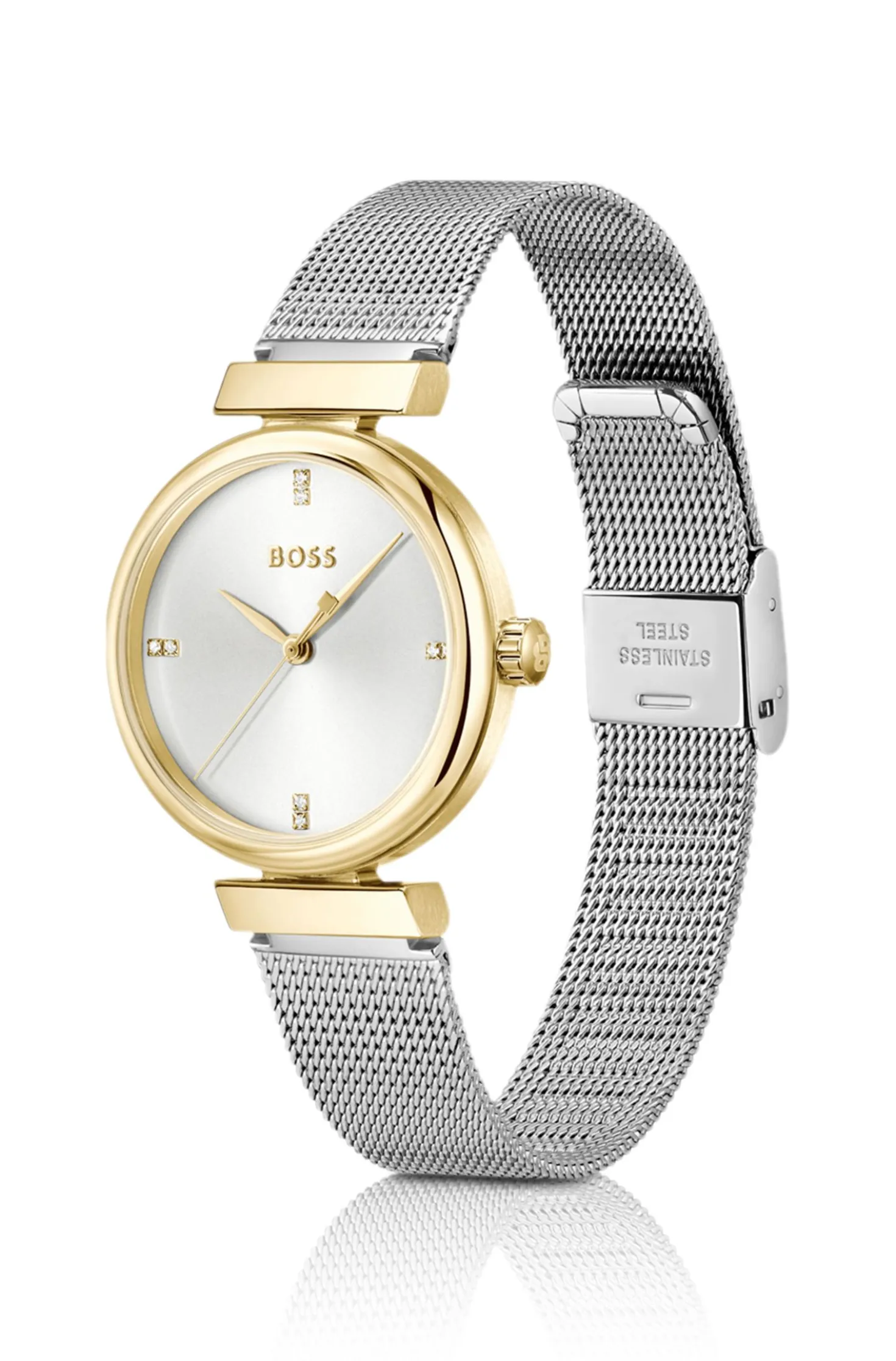 Rosehill goldfarbene Uhr mit silberfarbenem Mesh-Armband