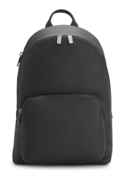 Rucksack aus genarbtem italienischem Leder mit geprägtem Logo