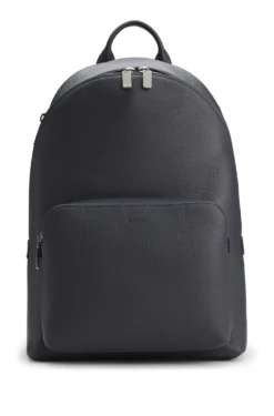 Rucksack aus genarbtem italienischem Leder mit geprägtem Logo