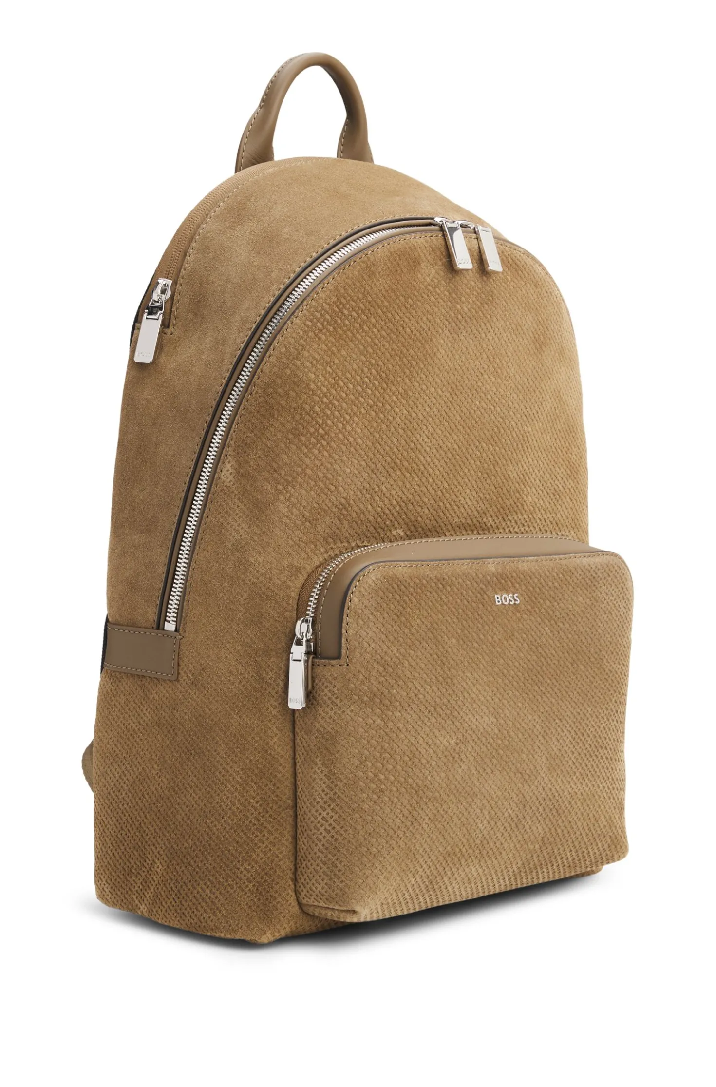 Rucksack aus Veloursleder mit Monogramm-Prägung