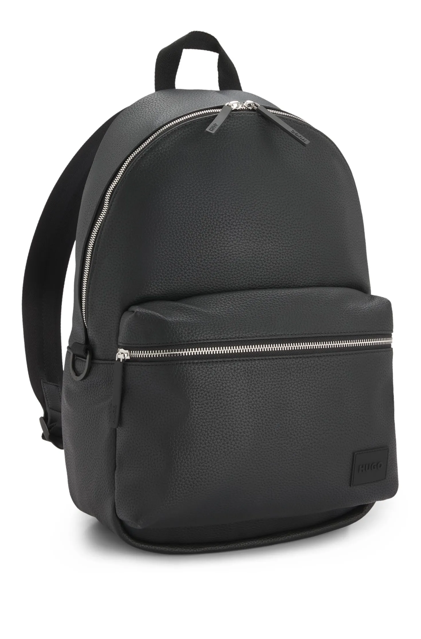 Rucksack mit Reißverschluss und Logo-Aufnäher aus Gummi