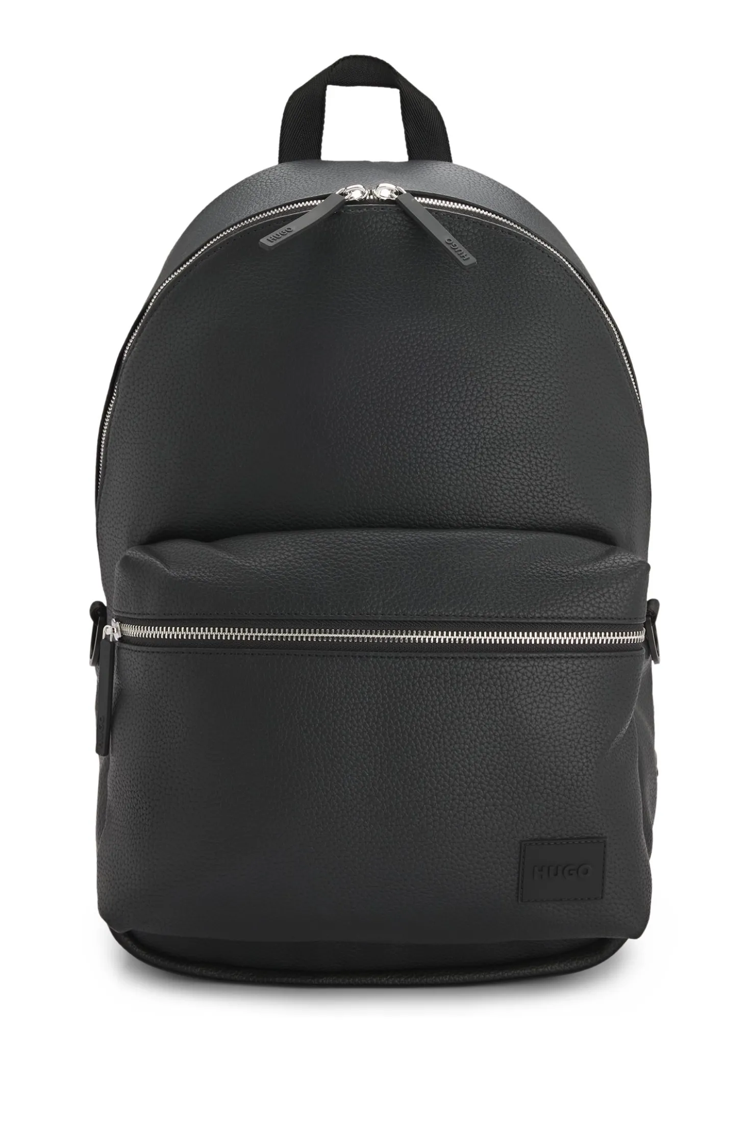 Rucksack mit Reißverschluss und Logo-Aufnäher aus Gummi