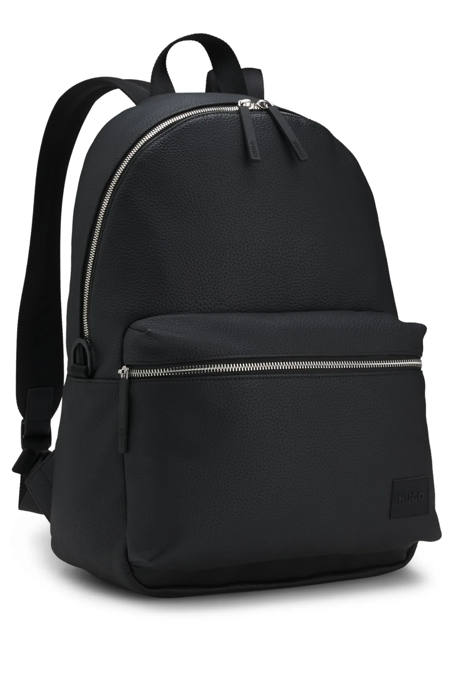 Rucksack mit Reißverschluss und Logo-Aufnäher aus Gummi