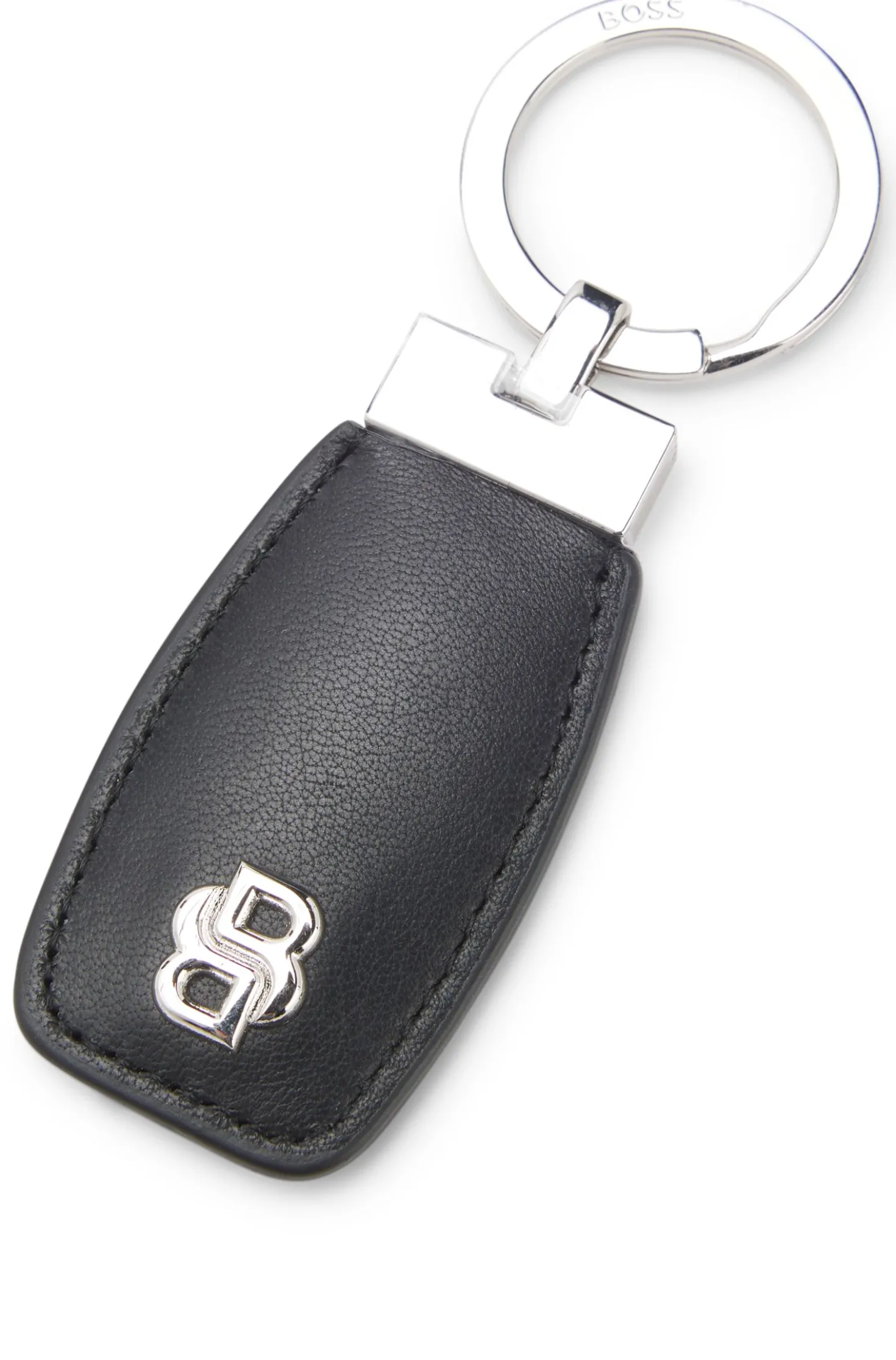 Schlüsselanhänger aus Leder mit Double-B-Monogramm aus Chrom
