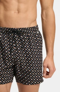 Schnell trocknende Badeshorts mit durchgehendem Innenfutter und Monogramm-Print