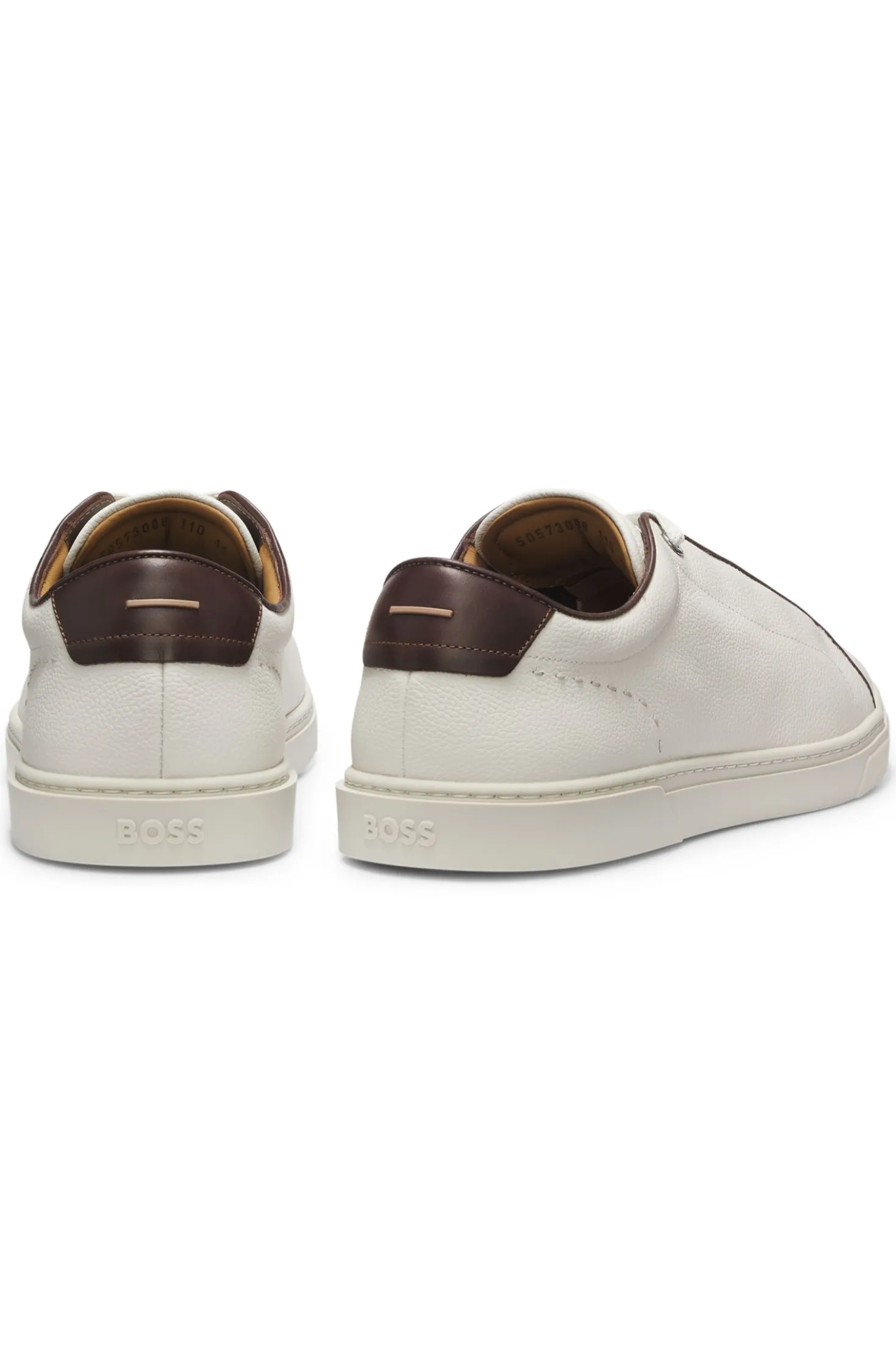Schnür-Sneakers aus genarbtem italienischem Leder