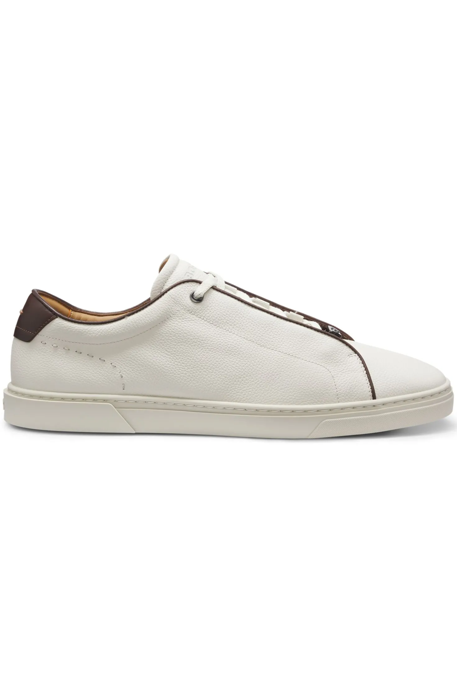 Schnür-Sneakers aus genarbtem italienischem Leder