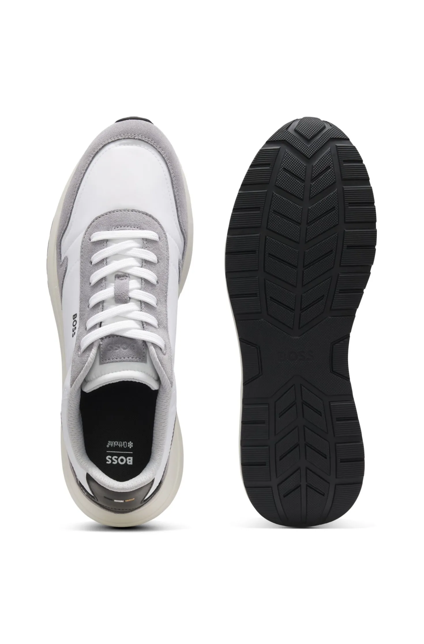 Schnür-Sneakers aus leichtem Gewebe mit Veloursleder-Details