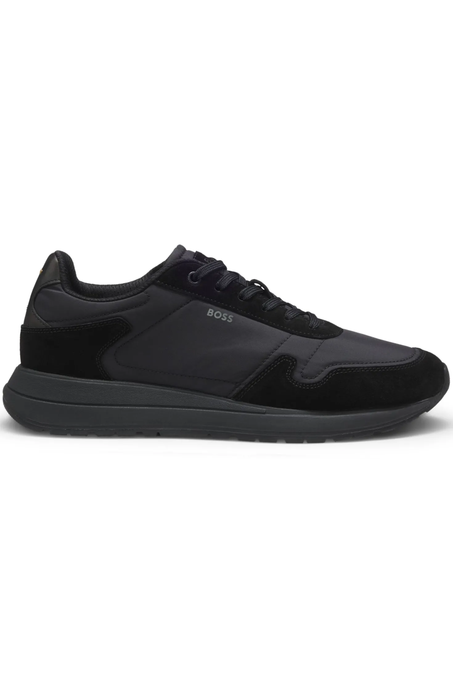 Schnür-Sneakers aus leichtem Gewebe mit Veloursleder-Details