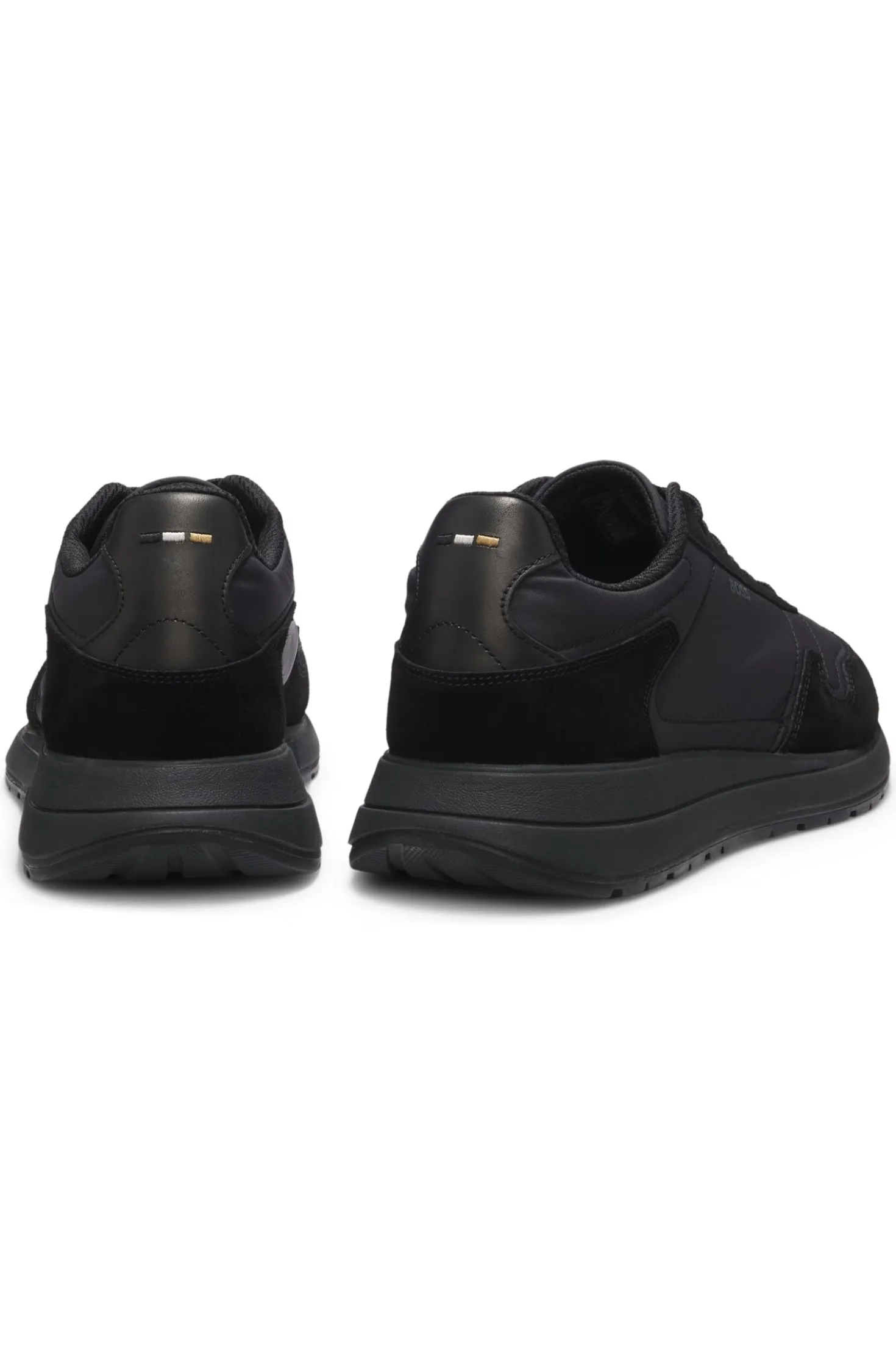 Schnür-Sneakers aus leichtem Gewebe mit Veloursleder-Details