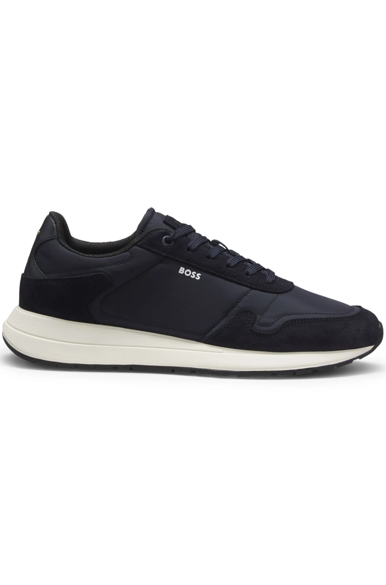Schnür-Sneakers aus leichtem Gewebe mit Veloursleder-Details