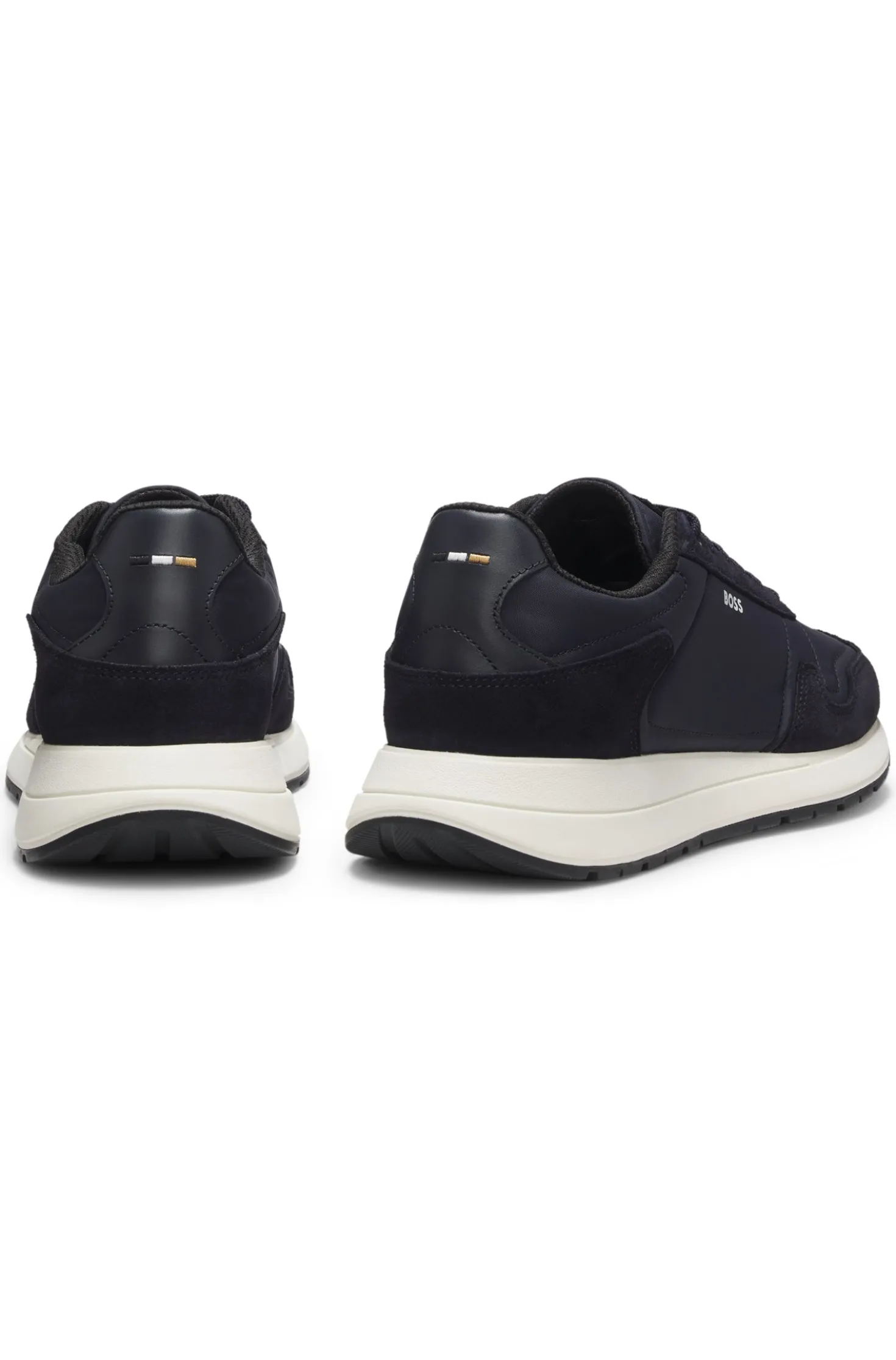 Schnür-Sneakers aus leichtem Gewebe mit Veloursleder-Details