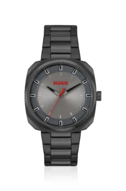 Schwarz beschichtete Uhr mit Gliederarmband
