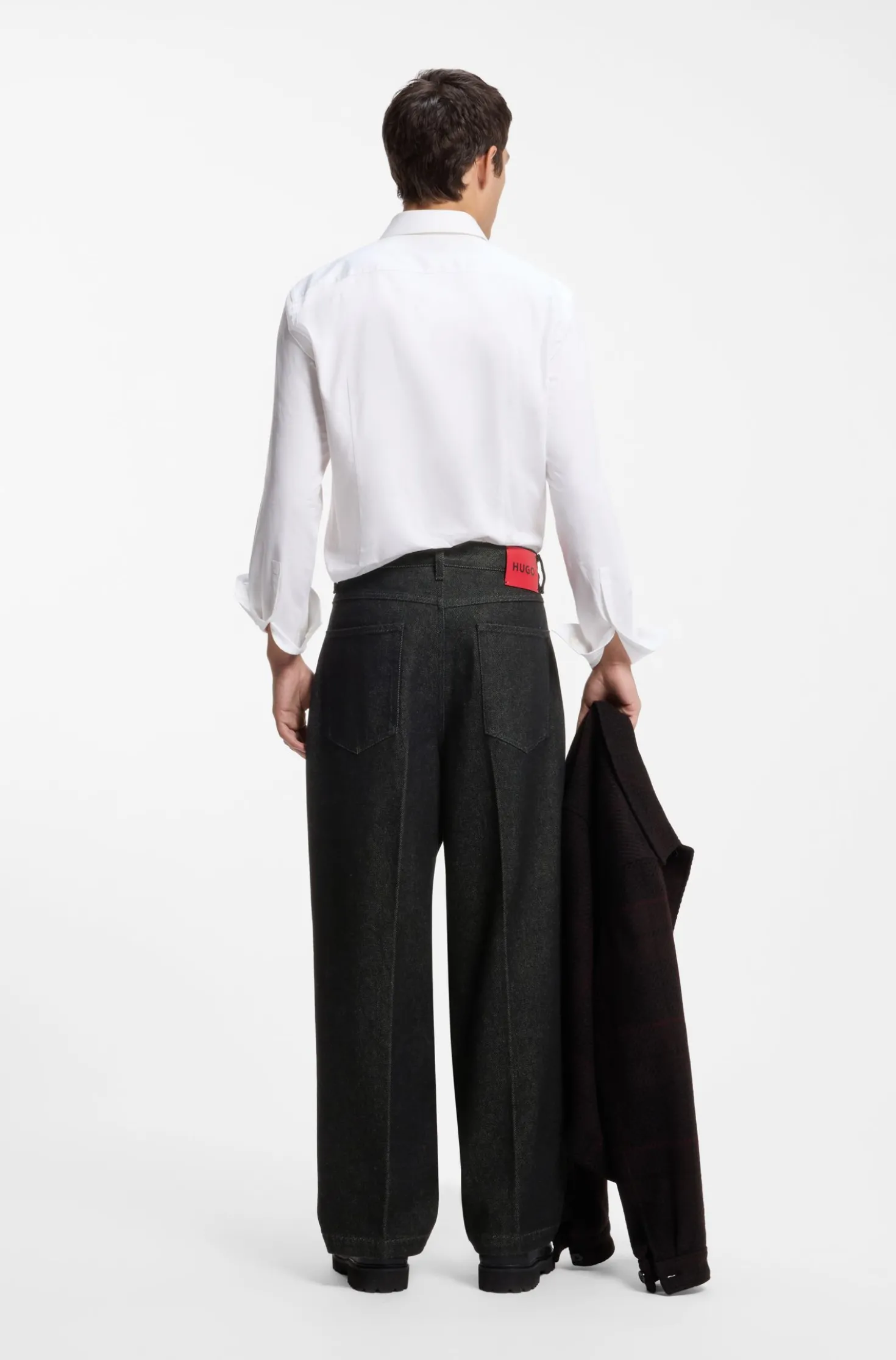 Schwarze Relaxed-Fit Jeans aus schwerem Denim