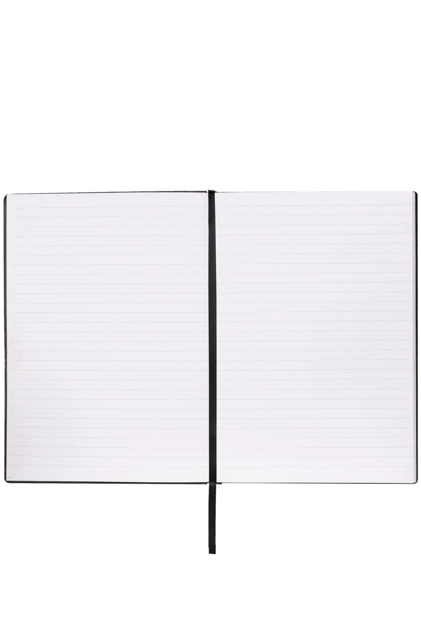 Schwarzes DIN-A5-Notizbuch mit Karo-Print und silberfarbenem Folien-Logo
