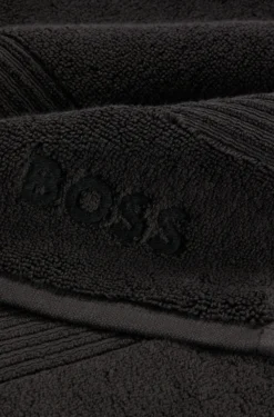 Schwarzes Duschtuch aus Baumwolle mit Logo-Stickerei