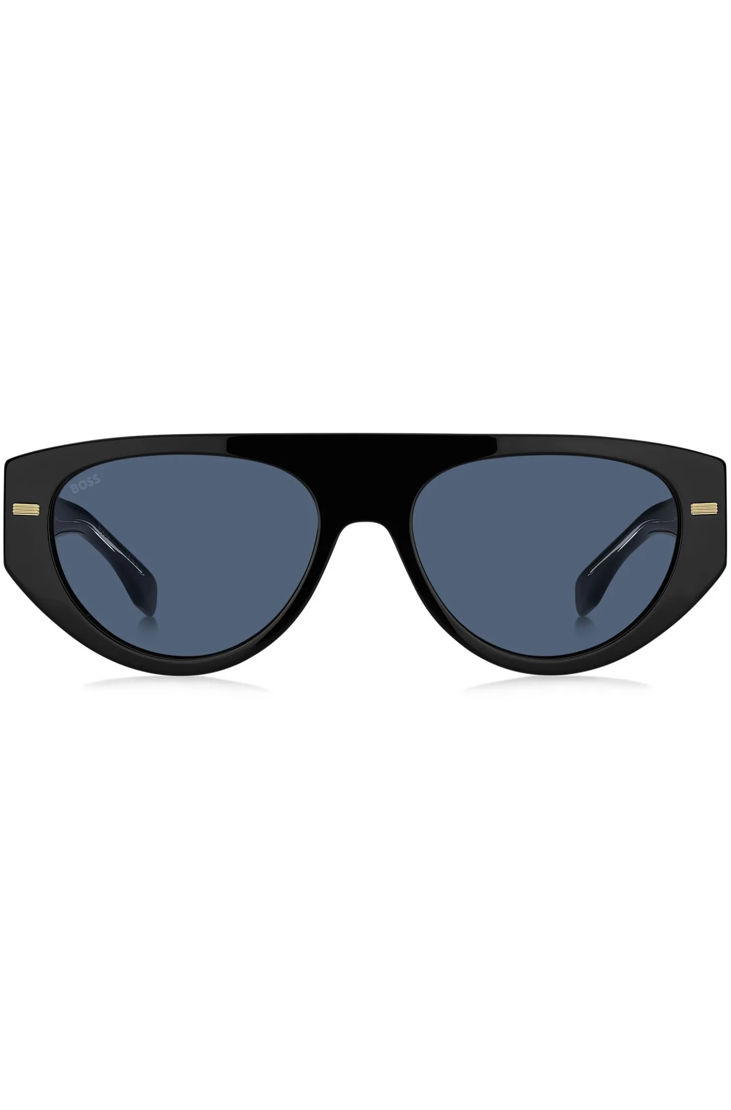 Schwarze Sonnenbrille aus Bio-Acetat mit gemusterten Nieten