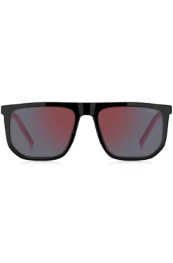 Schwarze Sonnenbrille mit zweifarbigen Bügeln