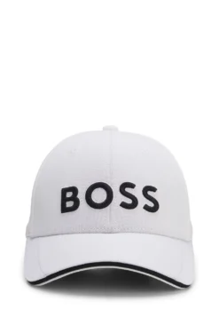 Sechs-Bahnen-Cap aus Piqué mit Logo-Stickerei