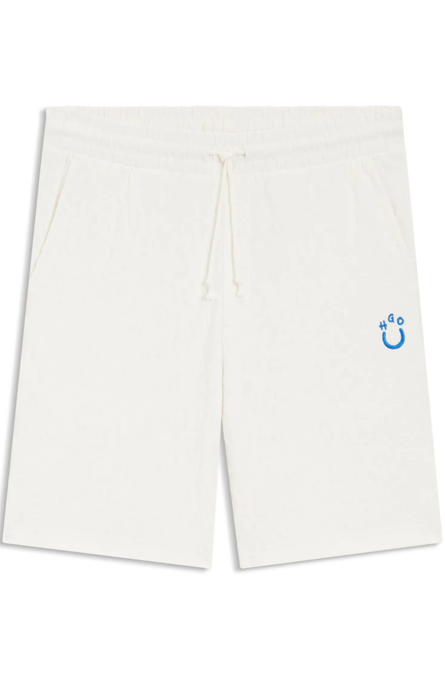 Shorts aus Baumwoll-Frottee mit Leopard-Jacquard