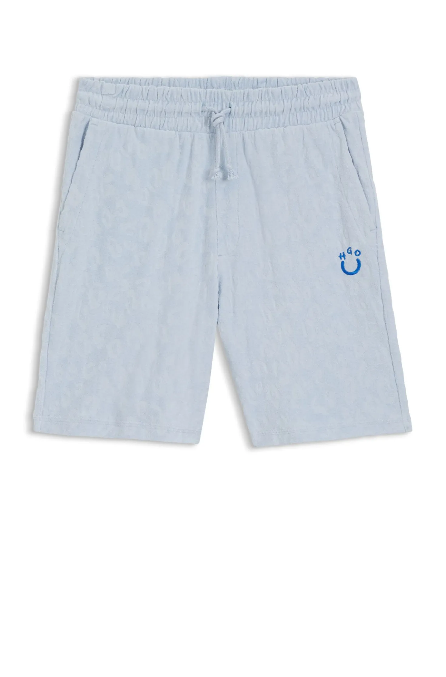 Shorts aus Baumwoll-Frottee mit Leopard-Jacquard