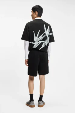 Shorts aus Baumwoll-Terry mit Artwork-Patch